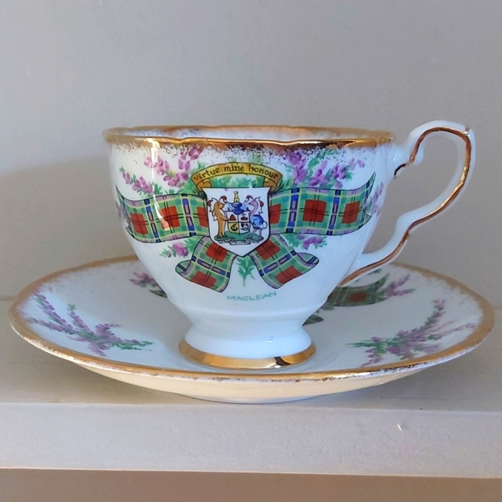 Vintage Royal Stafford Tartan Series Maclean Teacup And Saucer